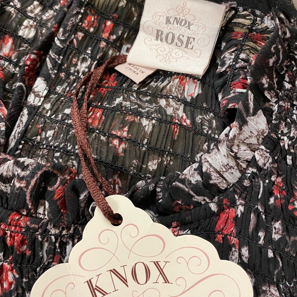 Knox Rose Floral Print Ladies BOHO Dress NWT NEW Ruffled Size Medium - Picture 7 of 7